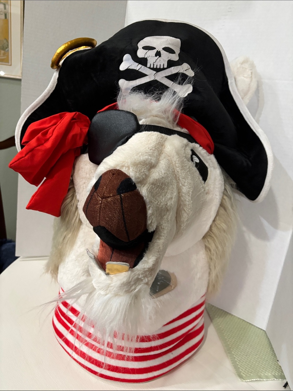 Jolly Llama Pirate Mascot Mask Headpiece Adult Costume Plush Over-sided